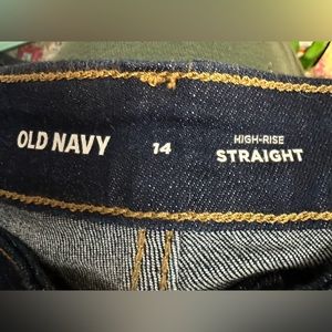 NWT dark wash Old Navy high rise, straight jeans